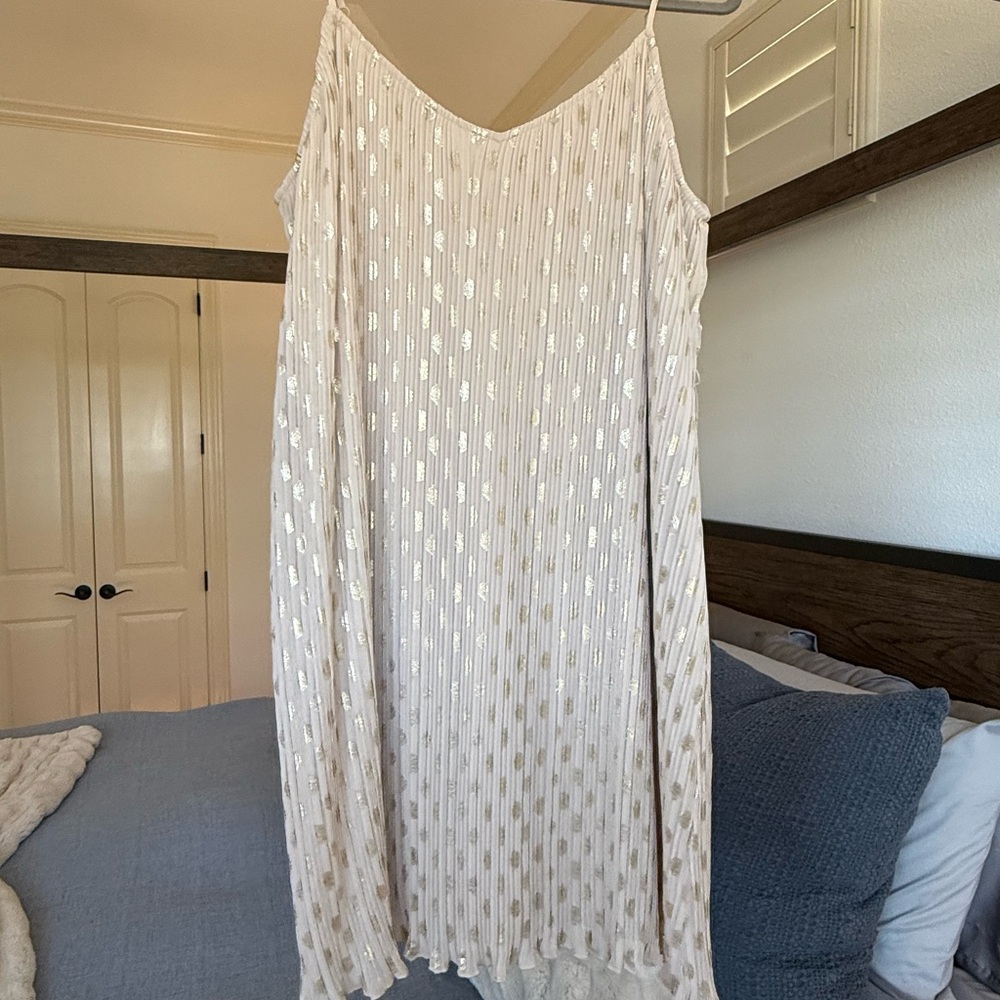Express Beige and Gold Textured Dress